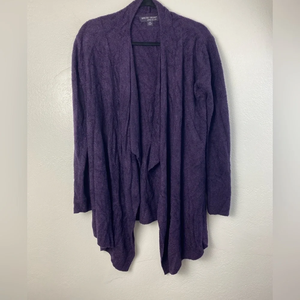 Barefoot Dreams Chic Lite Purple Waterfall‎ Open Front Sweater Cardigan S / M